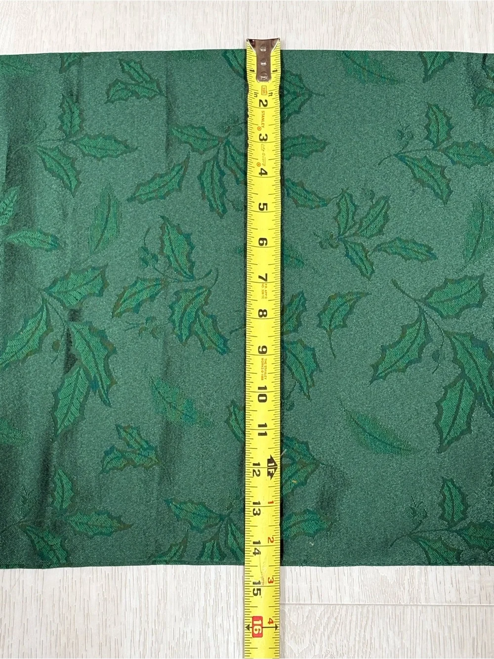 Green Holly Jacquard Fabric Christmas Table Runner 14.5”x 89”